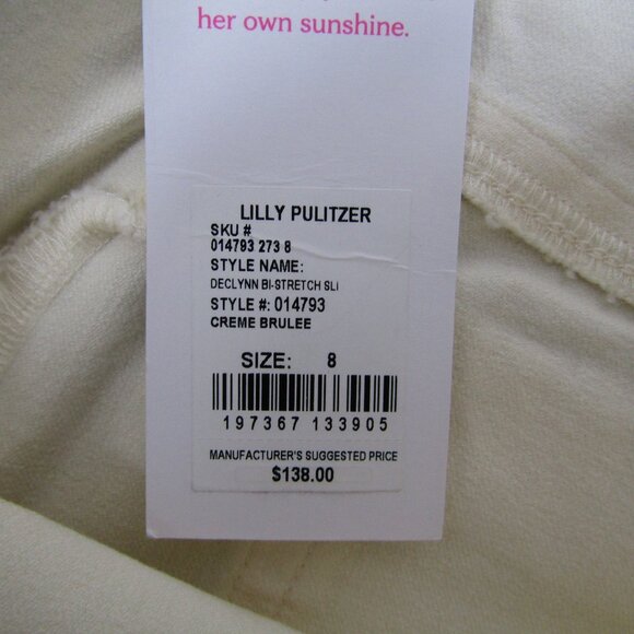 Lilly Pulitzer NEW NWT Women 8 Declynn High Rise Straight Leg Pants Creme Brulee - Picture 3 of 5
